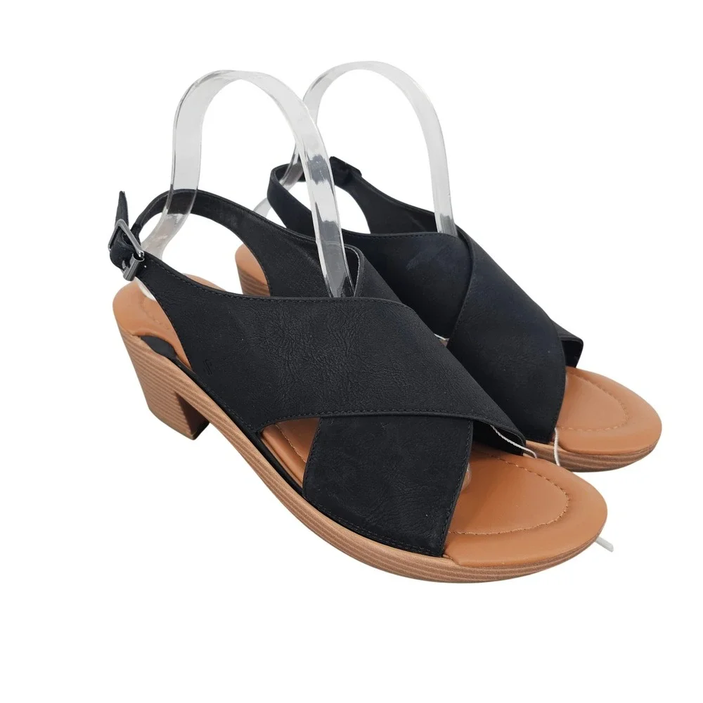 SolelyJane Black Interchangeable Wedge Sandals Womens Size 9 Slingback Modular